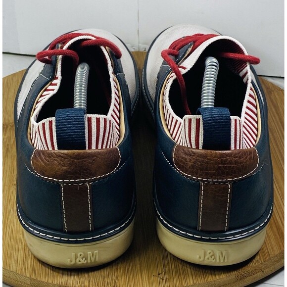 Johnston & Murphy Culling knit leather oxfords in a white and navy blue Sz 11M main image 4